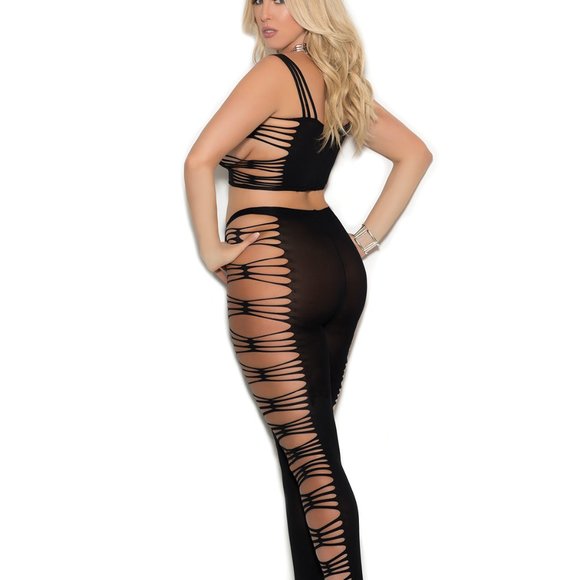 Black Queen Size Opaque cami top and leggings - Picture 6 of 14